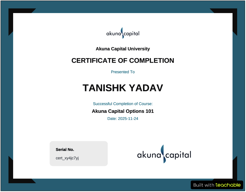 Options 101 Certificate