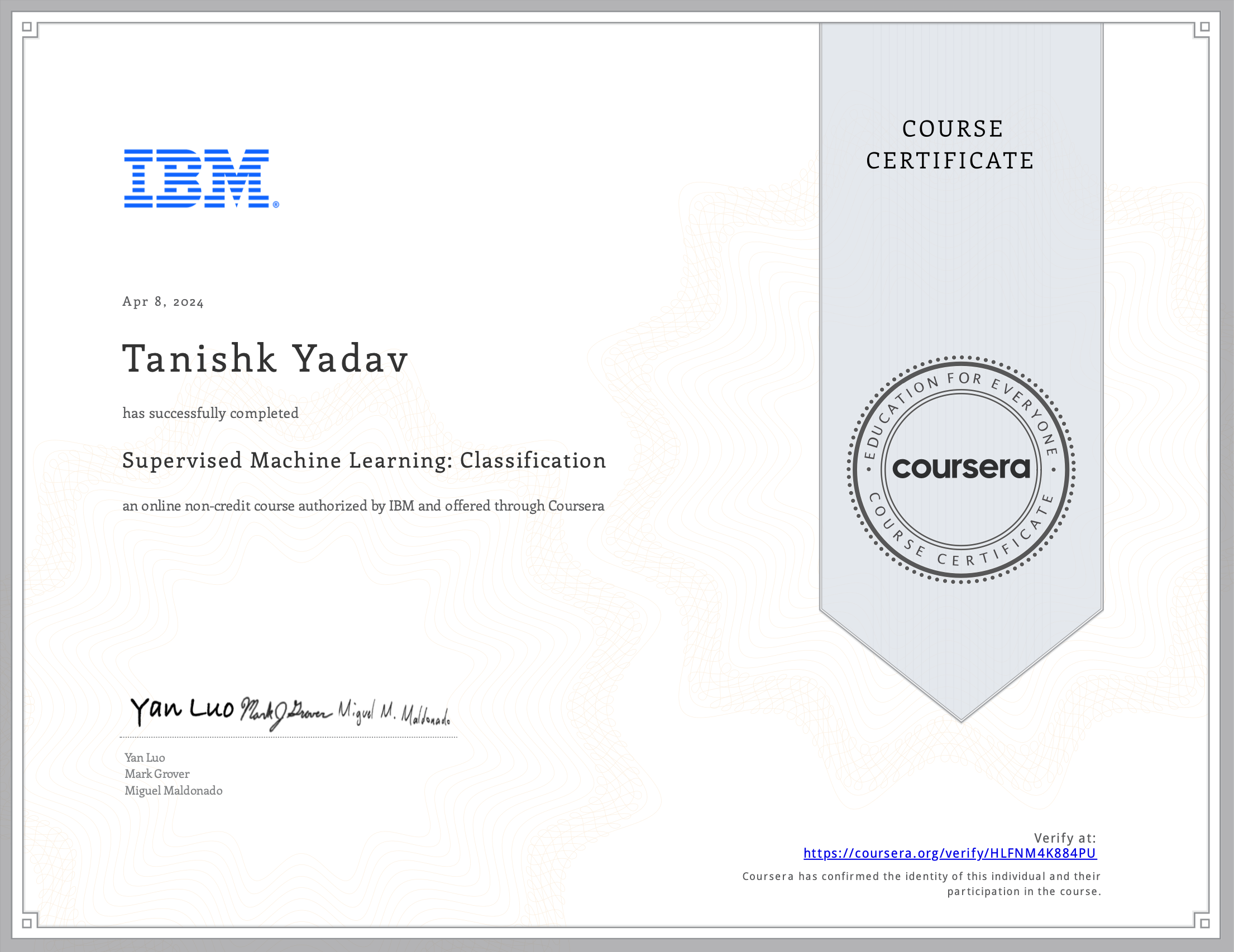 Machine Learning Professional Certificate